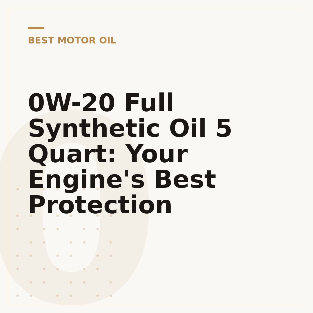 0W-20 Full Synthetic Oil 5 Quart: Your Engine's Best Protection