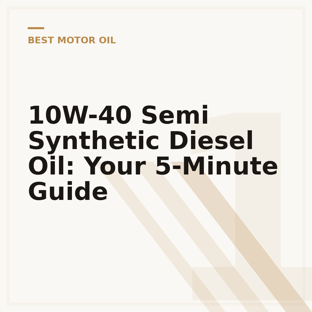 10W-40 Semi Synthetic Diesel Oil: Your 5-Minute Guide