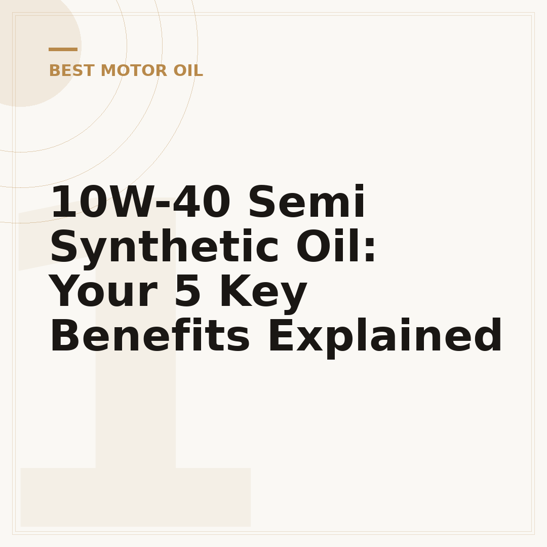 10W-40 Semi Synthetic Oil: Your 5 Key Benefits Explained
