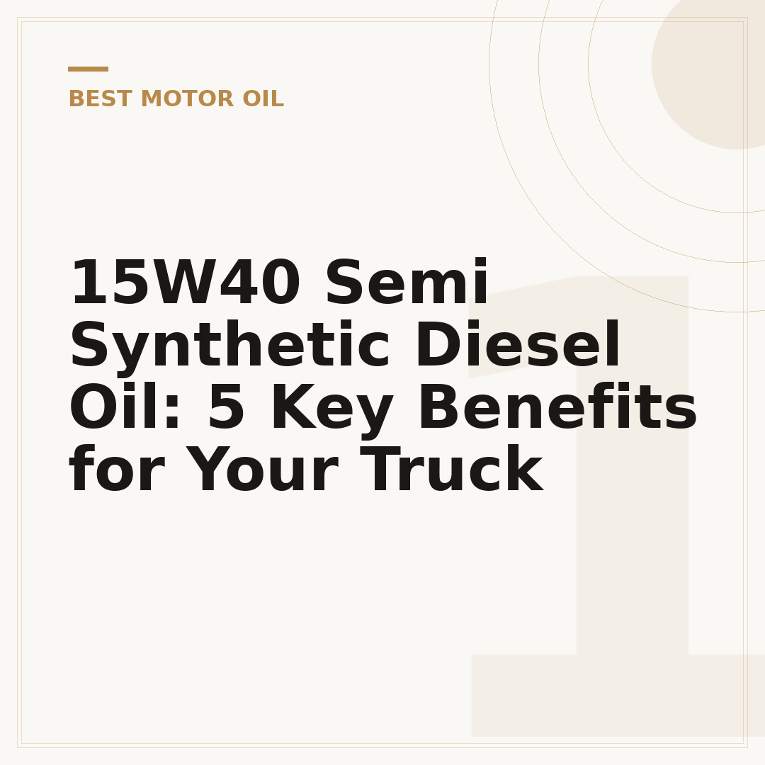 15W40 Semi Synthetic Diesel Oil: 5 Key Benefits for Your Truck