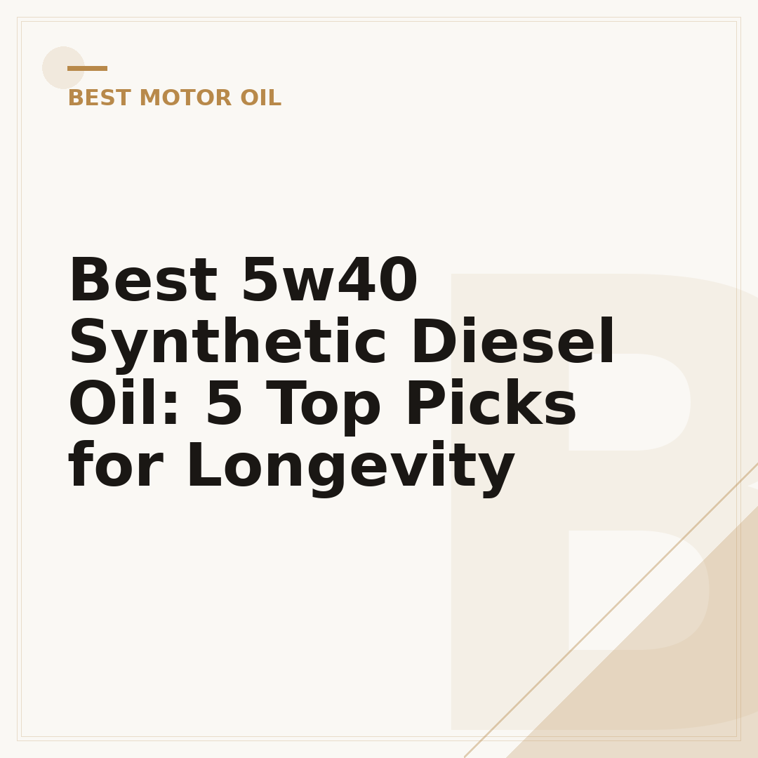 Best 5w40 Synthetic Diesel Oil: 5 Top Picks for Longevity