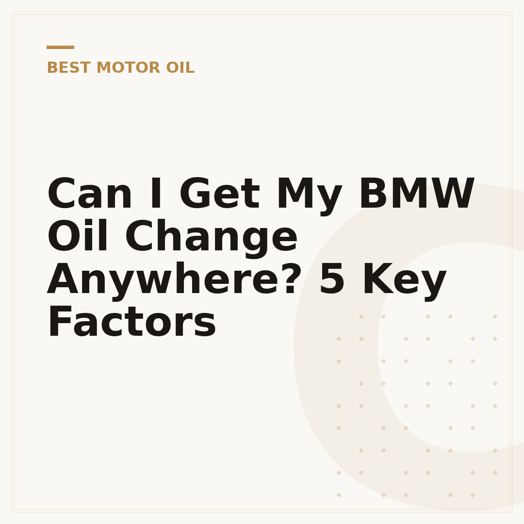 Can I Get My BMW Oil Change Anywhere? 5 Key Factors
