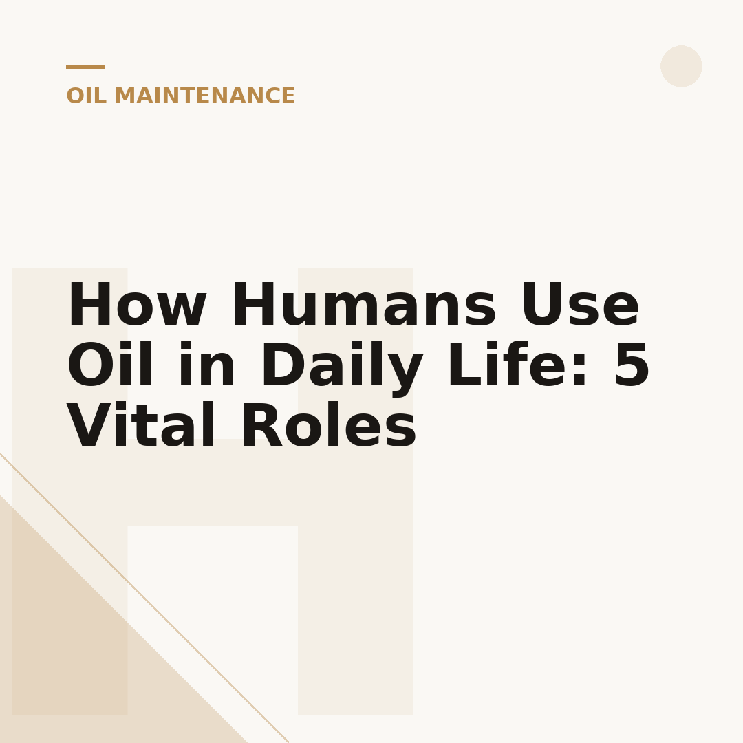 How Humans Use Oil in Daily Life: 5 Vital Roles