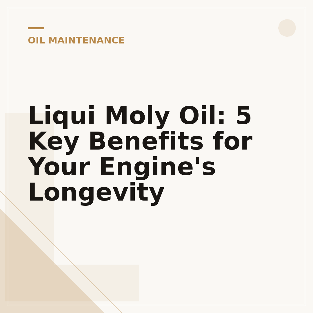 Liqui Moly Oil: 5 Key Benefits for Your Engine's Longevity