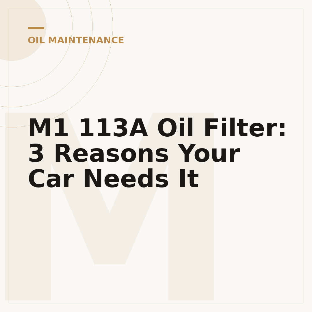 M1 113A Oil Filter: 3 Reasons Your Car Needs It
