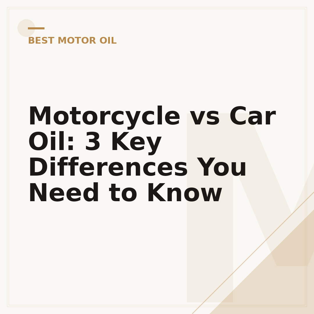 Motorcycle vs Car Oil: 3 Key Differences You Need to Know