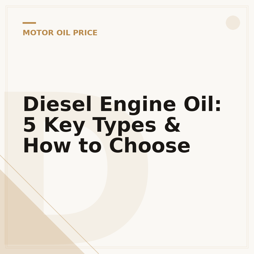 Diesel Engine Oil: 5 Key Types & How to Choose