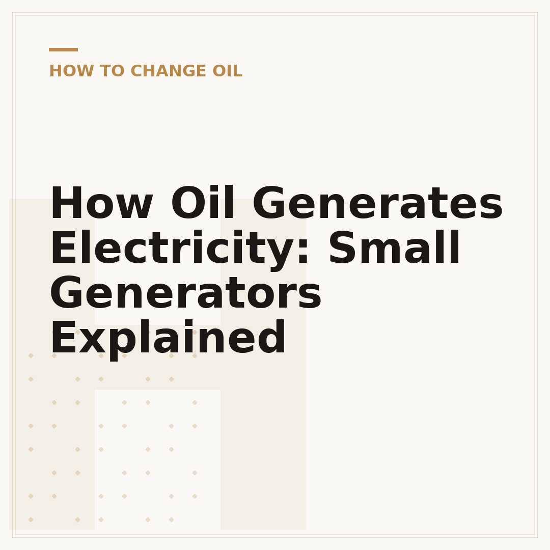 How Oil Generates Electricity: Small Generators Explained