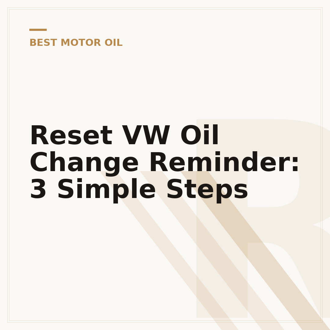 Reset VW Oil Change Reminder: 3 Simple Steps