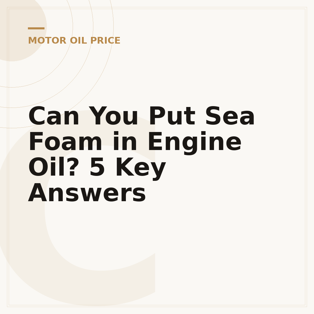 Can You Put Sea Foam in Engine Oil? 5 Key Answers