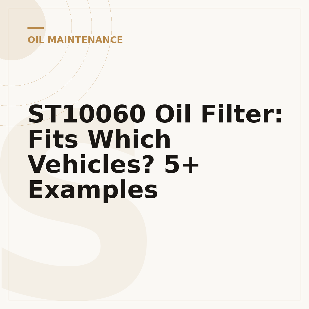ST10060 Oil Filter: Fits Which Vehicles? 5+ Examples